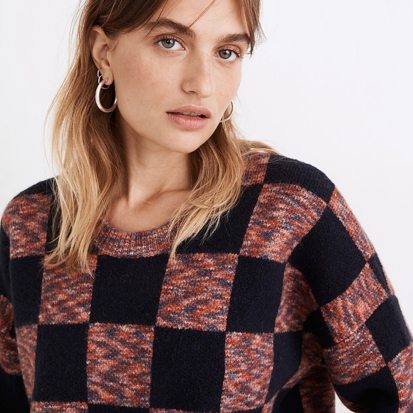 Madewell Space-Dye Checkered Pullover Sweater - Picture 5 of 11
